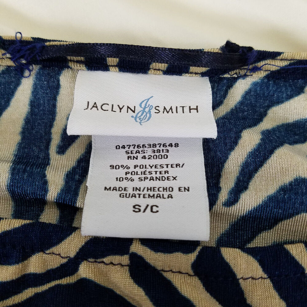 Jaclyn‎ Smith Shirt Womens Small Top Zebra Long Cinch Sleeve Round Neck Blouse - Picture 5 of 9